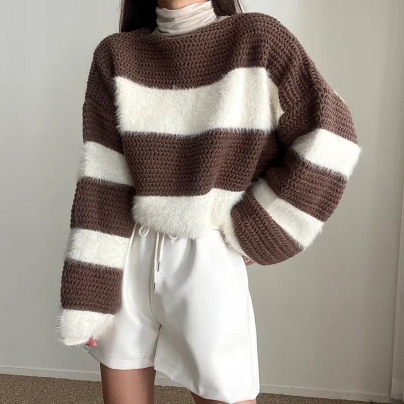 Striped short body sweater - Negative Apparel