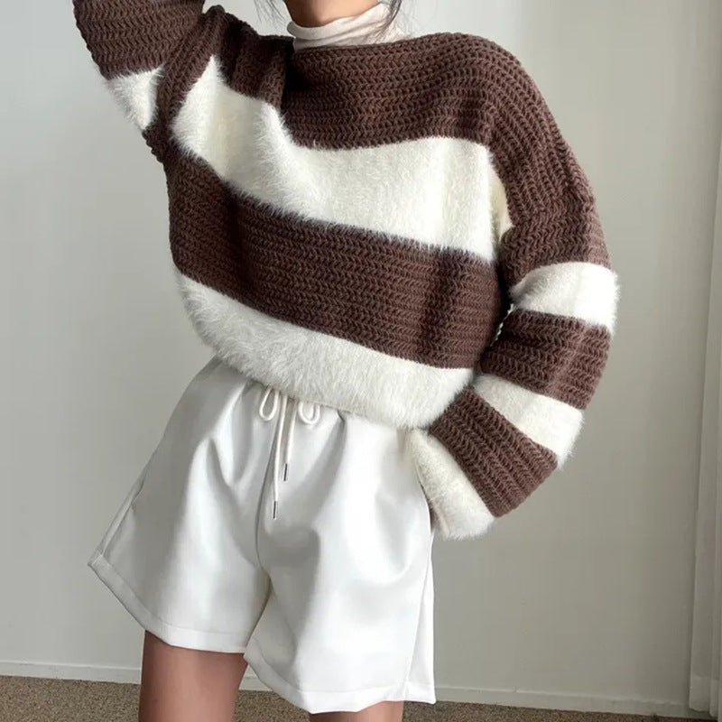 Striped short body sweater - Negative Apparel