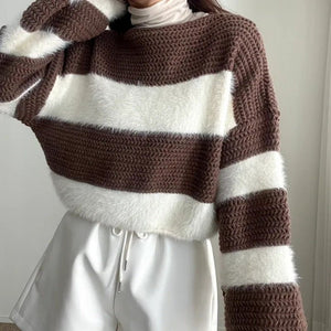 Striped short body sweater - Negative Apparel