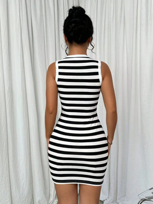 Striped Sleeveless Bodycon Mini Dress - Negative Apparel