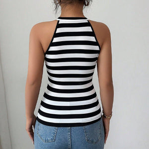 Striped sleeveless small vest 2025 summer Amazon women's versatile jumper top women - Negative Apparel