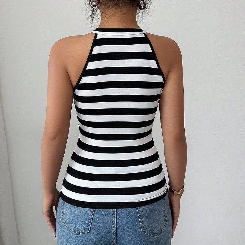 Striped sleeveless small vest 2025 summer Amazon women's versatile jumper top women - Negative Apparel
