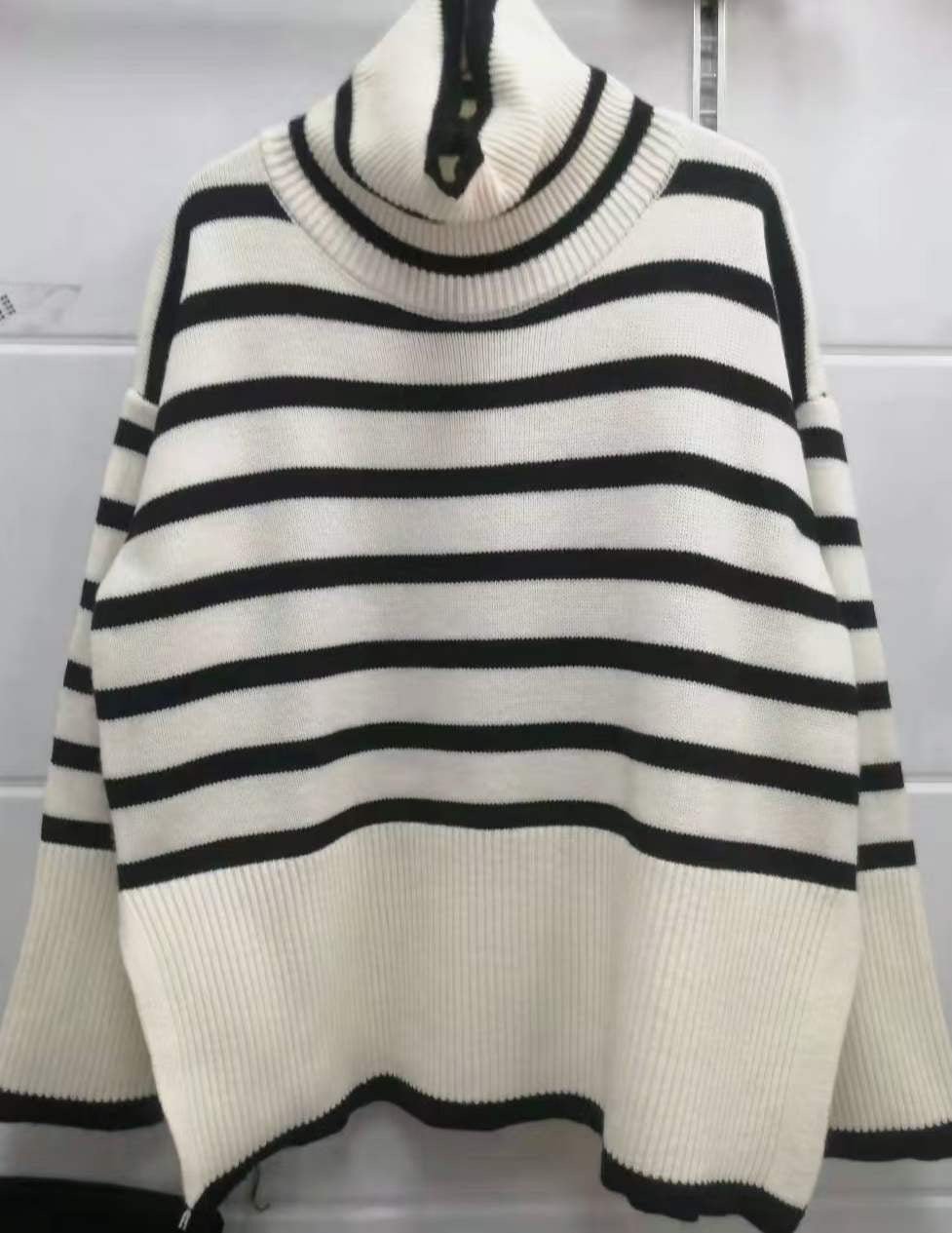 Striped turtleneck sweater women's loose design niche knitted sweater - Negative Apparel