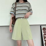 Suit shorts women's outer wear summer new high - waisted thin loose wide - leg pants thin casual women's five - point medium pants - Negative Apparel