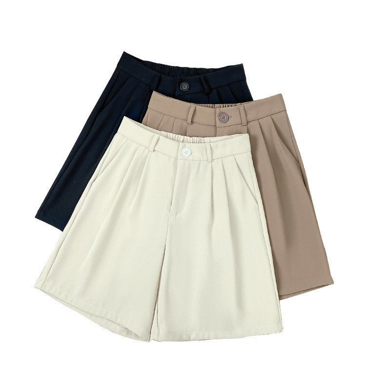 Suit shorts women's outer wear summer new high - waisted thin loose wide - leg pants thin casual women's five - point medium pants - Negative Apparel