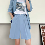 Suit shorts women's outer wear summer new high - waisted thin loose wide - leg pants thin casual women's five - point medium pants - Negative Apparel