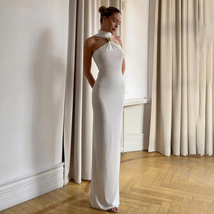 Summer 2025 Milk Silk Halter Neck Dress - Negative Apparel