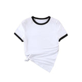 Summer black and white contrast color matching casual slim women's T-shirt simple versatile top - Negative Apparel