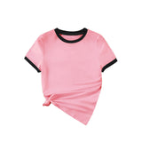 Summer black and white contrast color matching casual slim women's T-shirt simple versatile top - Negative Apparel