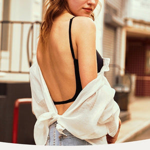 Summer French seamless large backless underwear women's thin U - shaped beautiful back halter neck invisible multi - wearing comfortable bra - Negative Apparel