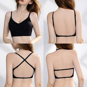 Summer French seamless large backless underwear women's thin U - shaped beautiful back halter neck invisible multi - wearing comfortable bra - Negative Apparel