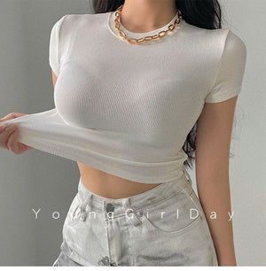 Summer new basic style small round neck short style cami top - Negative Apparel