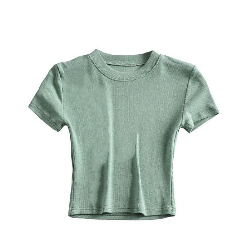 Summer new basic style small round neck short style cami top - Negative Apparel