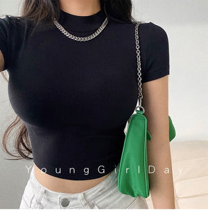 Summer new basic style small round neck short style cami top - Negative Apparel