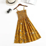 Summer new floral dress waist thin retro temperament suspender skirt - Negative Apparel