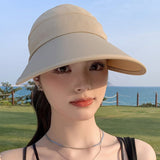 Summer new outdoor hollow hat women's fashion leisure large brim sun hat large brim face cover sun protection sun hat - Negative Apparel