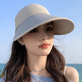 Summer new outdoor hollow hat women's fashion leisure large brim sun hat large brim face cover sun protection sun hat - Negative Apparel