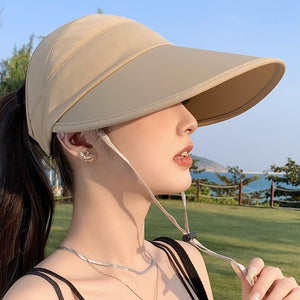 Summer new outdoor hollow hat women's fashion leisure large brim sun hat large brim face cover sun protection sun hat - Negative Apparel