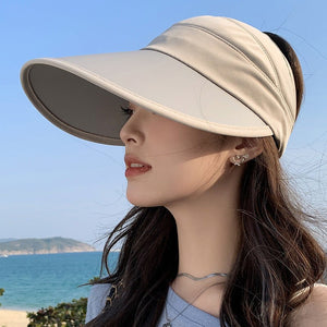Summer new outdoor hollow hat women's fashion leisure large brim sun hat large brim face cover sun protection sun hat - Negative Apparel