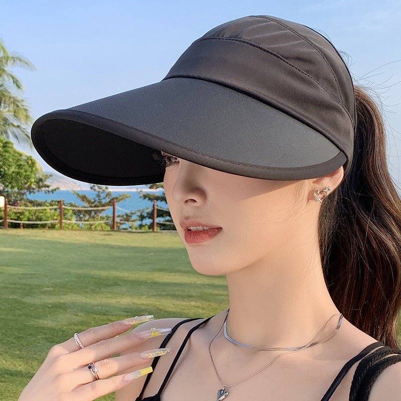 Summer new outdoor hollow hat women's fashion leisure large brim sun hat large brim face cover sun protection sun hat - Negative Apparel