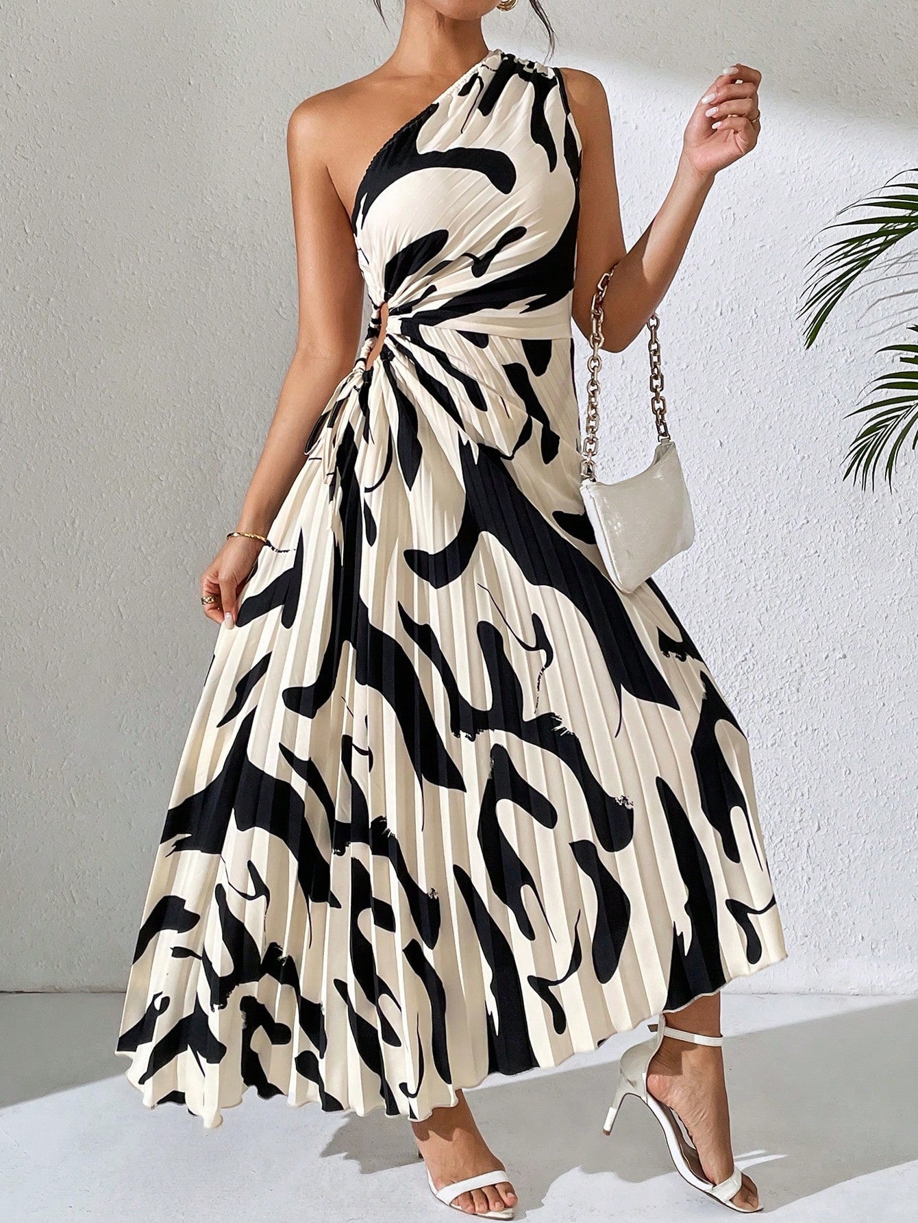 Summer Off - Shoulder Hollow - Out Printed Dress Maxi Women Outfit - Negative Apparel