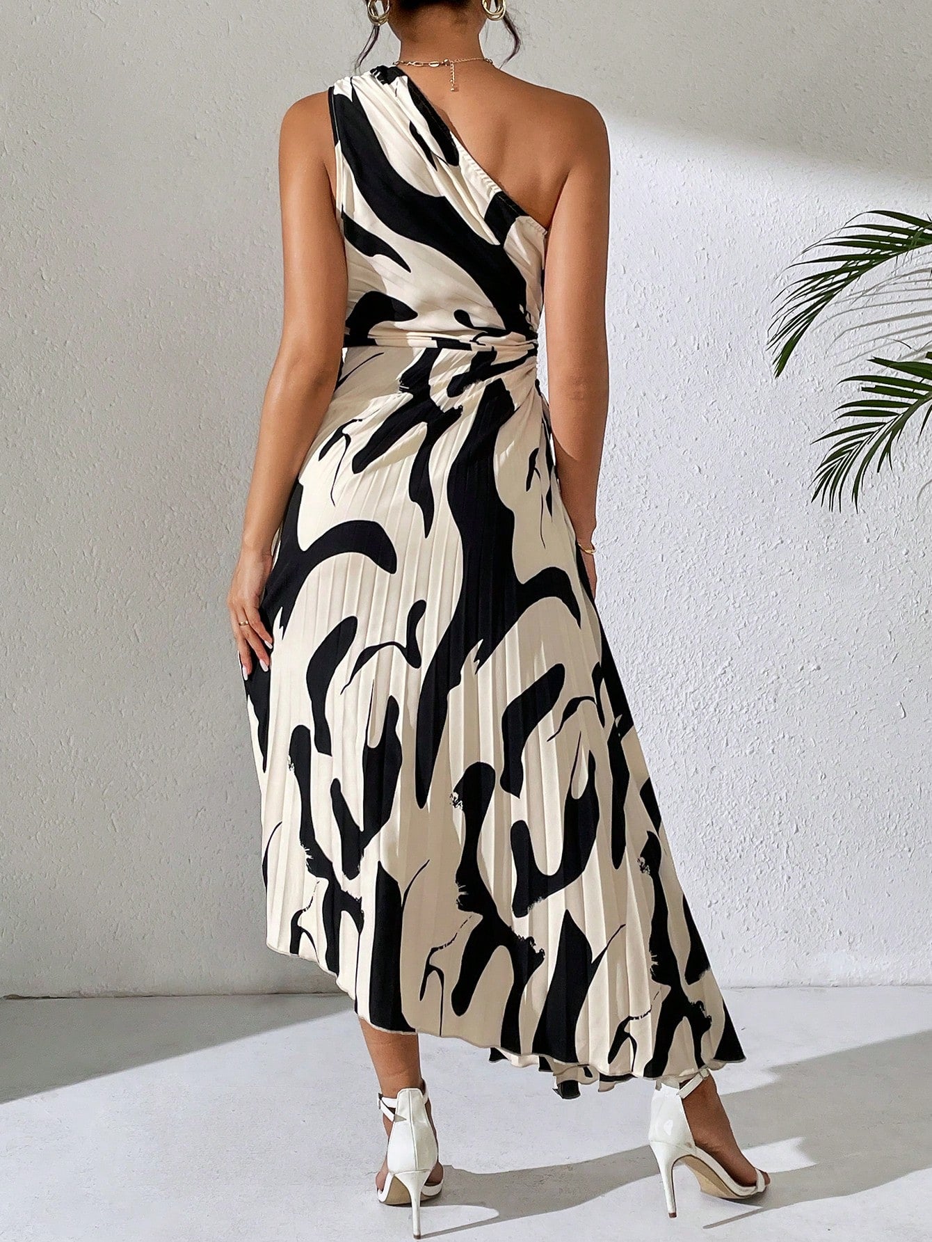 Summer Off - Shoulder Hollow - Out Printed Dress Maxi Women Outfit - Negative Apparel