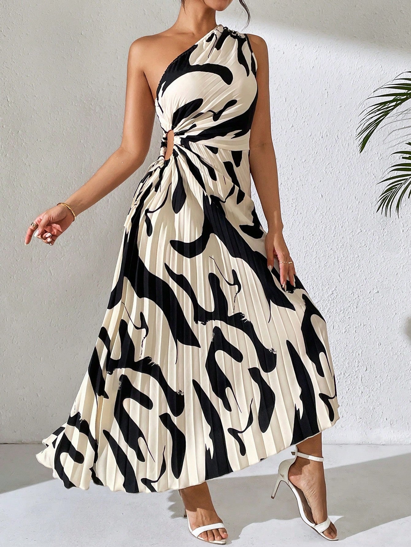 Summer Off - Shoulder Hollow - Out Printed Dress Maxi Women Outfit - Negative Apparel