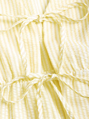 Summer Stripe Set | V - Neck Crop Top + Lace - Up Wide Pants - Negative Apparel