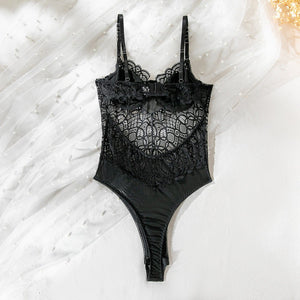 Summer suspenders sxy lace hollow body shaping jumpsuit ladies sxy underwear all - match outfit - Negative Apparel
