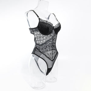 Summer suspenders sxy lace hollow body shaping jumpsuit ladies sxy underwear all - match outfit - Negative Apparel