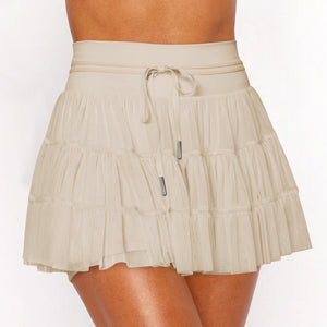 Summer Sweet Mesh Patchwork Skort - Safety Shorts with Skirt Overlay - Negative Apparel