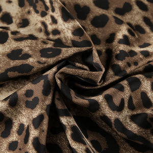 Summer thin loose pajamas leopard print two - piece suit satin silk - Negative Apparel