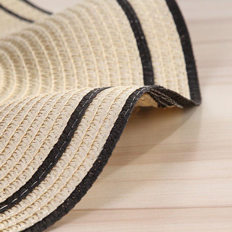 Summer wide brim hat wavy edge bow straw hat ladies beach sunshade wide brim hat manufacturers wholesale - Negative Apparel