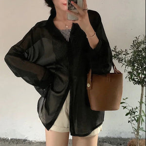 Sun protection clothing shirt women thin outerwear summer new design chiffon shirt - Negative Apparel