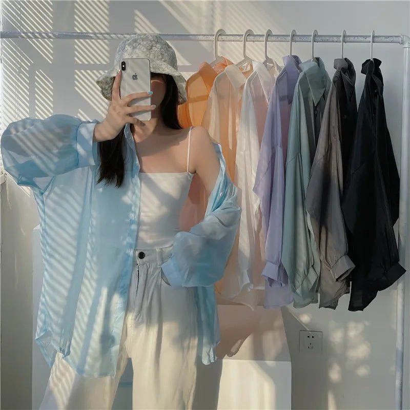 Sun protection clothing shirt women thin outerwear summer new design chiffon shirt - Negative Apparel