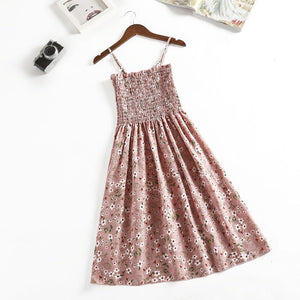 Suspender floral dress women's new French chiffon design sense short print dress - Negative Apparel