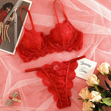 Suspender lace perspective sxy lingerie bra set - Negative Apparel