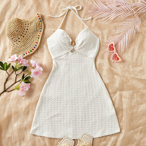 Suspender skirt sexy halter neck mid - length skirt beach - Negative Apparel