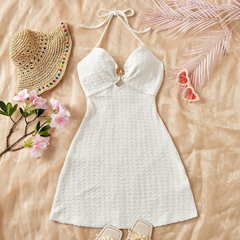 Suspender skirt sexy halter neck mid - length skirt beach - Negative Apparel