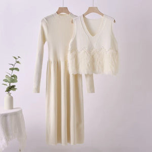 Sweater knitted two - piece set medium and long set skirt - Negative Apparel