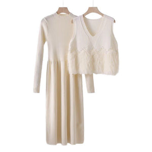 Sweater knitted two - piece set medium and long set skirt - Negative Apparel