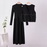 Sweater knitted two - piece set medium and long set skirt - Negative Apparel