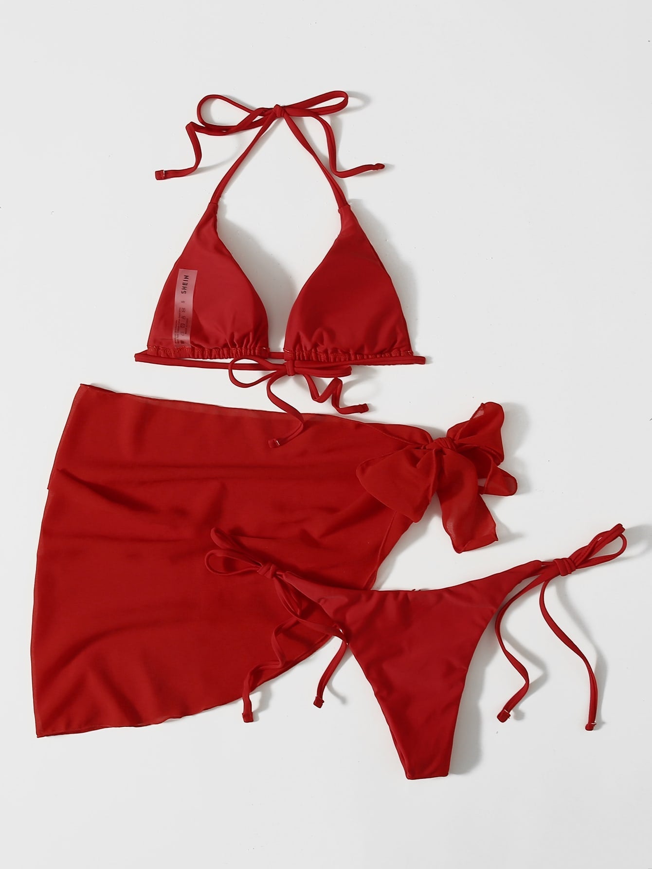 Swim Summer Beach 3pack Triangle Tie Side Bikini Swimsuit & Beach Skirt - Negative Apparel