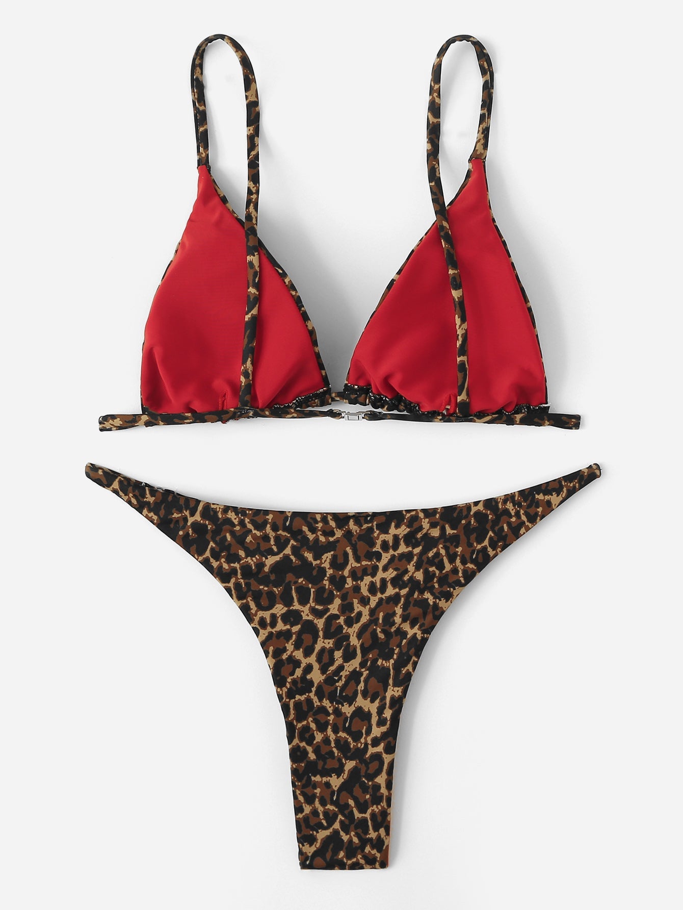 Swim Summer Beach Leopard Triangle Thong Bikini Swimsuit - Negative Apparel