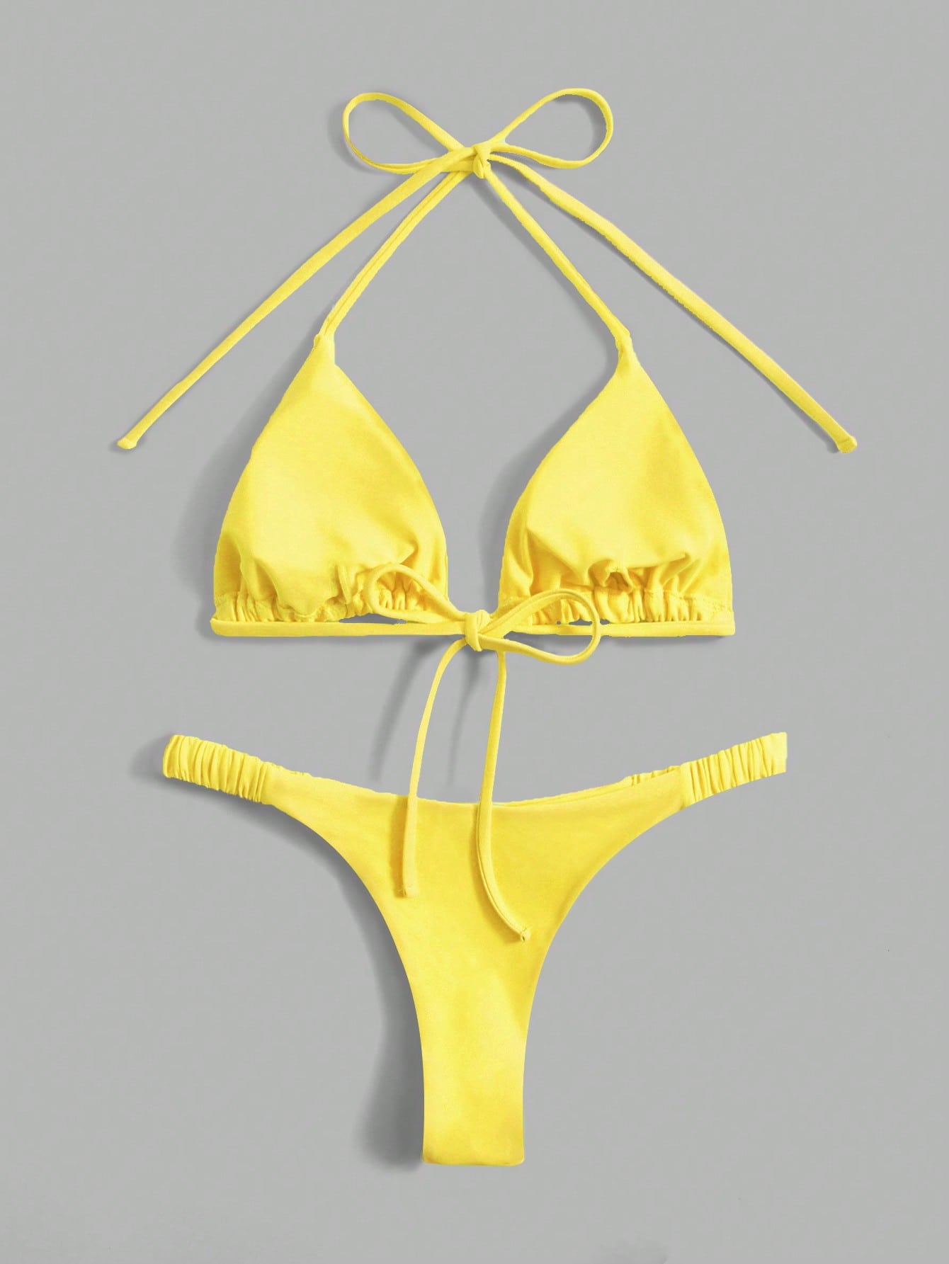 Swim Summer Beach Solid Triangle Halter Bikini Swimsuit - Negative Apparel