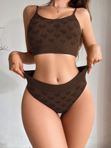 Sxy seamless bra set for women red natal gathered shoulder straps adjustable love design ladies bra panty set - Negative Apparel