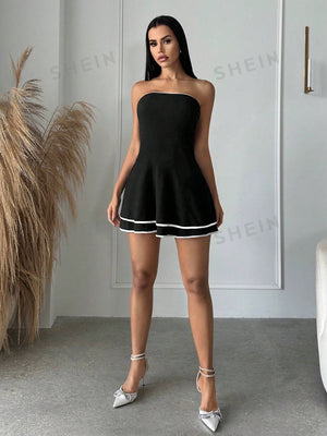 SXY Sexy Contrast Binding Tube Dress - Negative Apparel