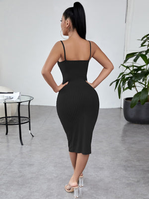 SXY Solid Ribbed Knit Bodycon Dress - Negative Apparel