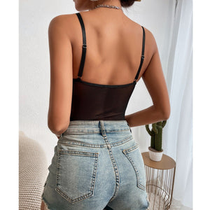 Sxy transparent backless lace mesh splicing jumpsuit - Negative Apparel