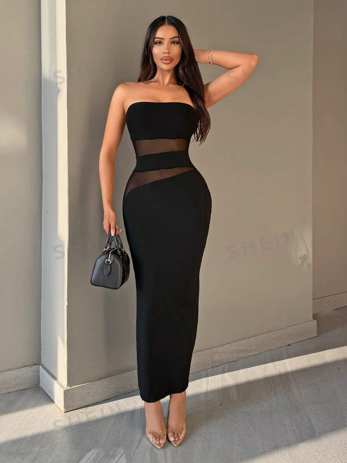 SXY Women Solid Color Strapless Slim Fit Bodycon Dress - Negative Apparel